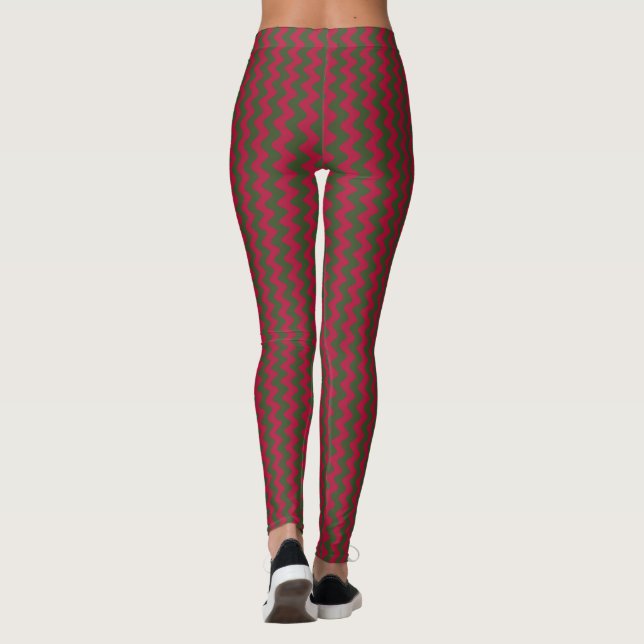 Leggings zigzag rouge et vert  (Dos)