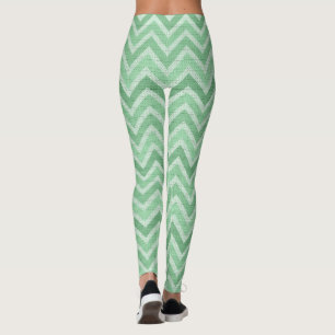 Leggings Zigzag Vert Et Blanc Chevron