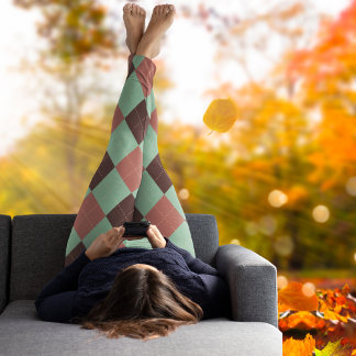 Leggings Zigzag vintage Couleurs automnales motif mignon