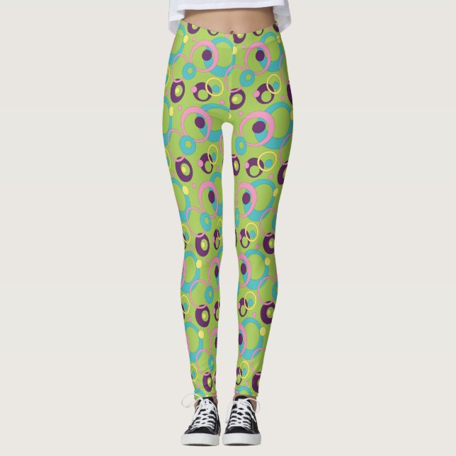 Leggings zu Funky Green Circles (Vorderseite)
