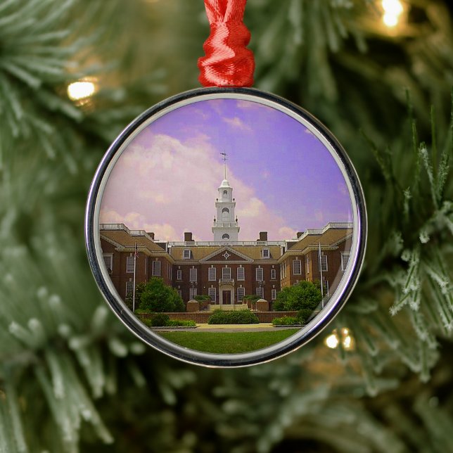 Legislative Hall Delaware Staat Hauptstadt in Dove Silbernes Ornament (Baum)