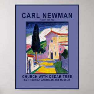 L'église Carl Newman avec affiche du musée du Cèdr