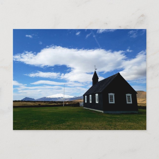L'église noire de Budir sur carte postale (Devant)