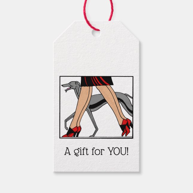 Legs Art Deco Women Greyhound Whippet Dog R Geschenkanhänger (Vorderseite)