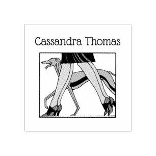 Legs Art Deco Women Greyhound Whippet Dog R Name Gummistempel