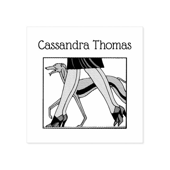 Legs Art Deco Women Greyhound Whippet Dog R Name Gummistempel (Prägung)