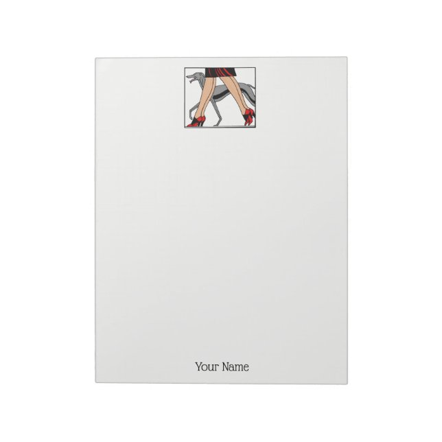 Legs Art Deco Women Greyhound Whippet Dog R Notizblock (Rotiert)
