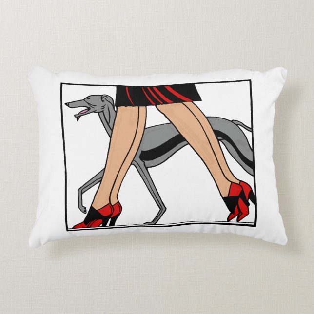 Legs Art Deco Women Greyhound Whippet Dog R Zierkissen (Vorderseite)