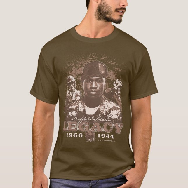 Legs de soldats de Buffalo sur le T-shirt Brown (Devant)