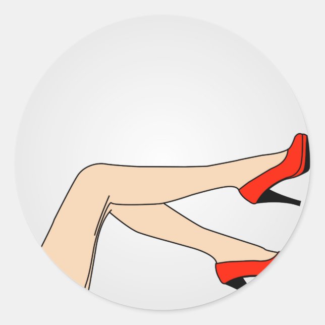 Legs einer Frau mit roten Stilettos Runder Aufkleber (Vorderseite)
