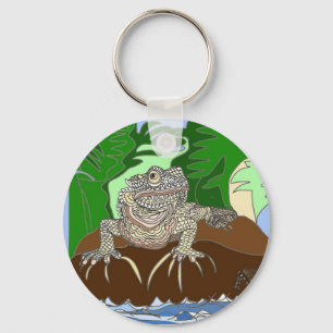 Leguan auf einem Felsen Schlüsselanhänger