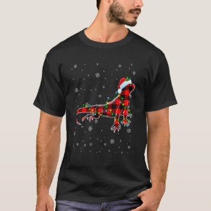 Leguan Weihnachtsmann Hut Süße Tiere Xmas Lichter T-Shirt