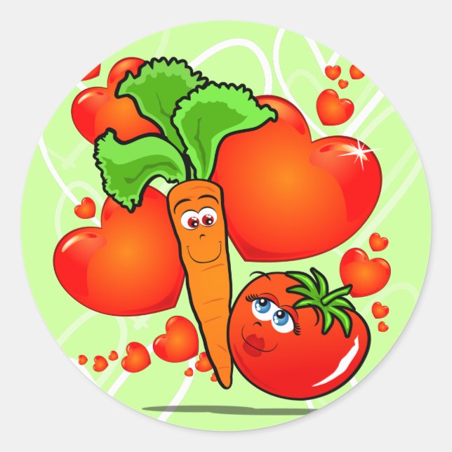 Légumes en amour, autocollant (Devant)