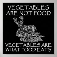 Légumes Pas de nourriture Drôle Chasse Poster noir