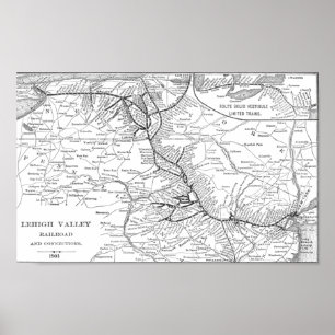 Lehigh Tal-Eisenbahn-Karten-Plakat 1903 Poster