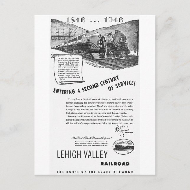 Lehigh Valley Railroad-A Second Century Service Postkarte (Vorderseite)