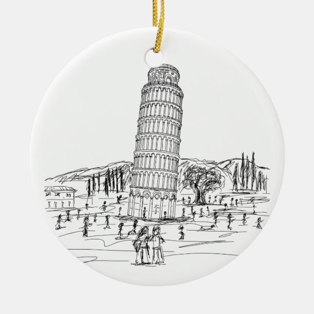 lehnender Turm von Pisa Keramik Ornament (Vorne)