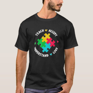 Lehre Akzeptanz Liebe Lehrer Autismus Awaren T-Shirt
