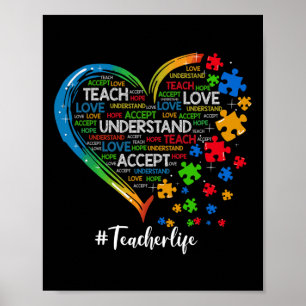 Lehre Akzeptanz Liebe Lehrer Herzautismus Poster