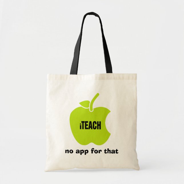 Lehre. Dafür gibt es keine App. Grüner Apfel Tragetasche (Vorne)