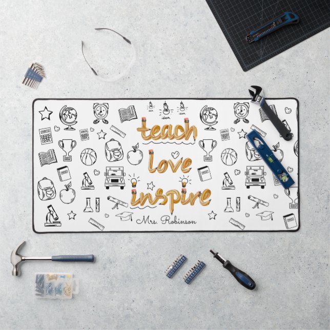 Lehre Inspirierend Liebe: Personalisiert Modernes  Schreibtischunterlage (Arbeitsplatz)