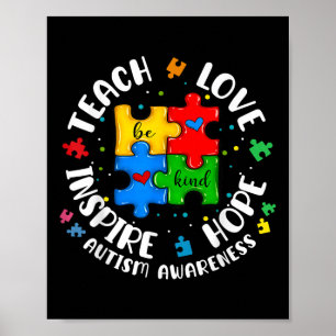 Lehre Liebe Hoffnung Inspiriert Autismus-Bewusstse Poster