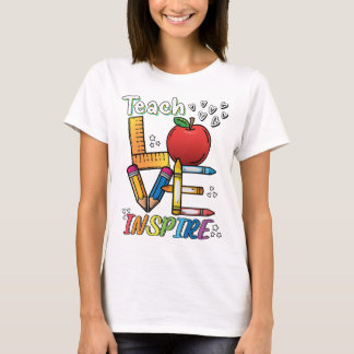 Lehre, Liebe, Inspirier. Lehrerstil-Design. T-Shirt