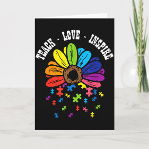 Lehre Liebe Inspirieren Blume Autismus-Bewusstsein Karte