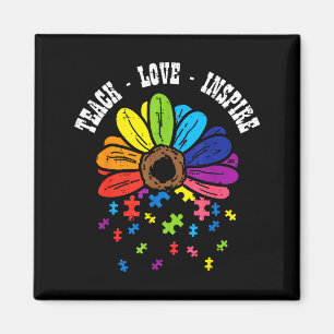 Lehre Liebe Inspirieren Blume Autismus-Bewusstsein Magnet