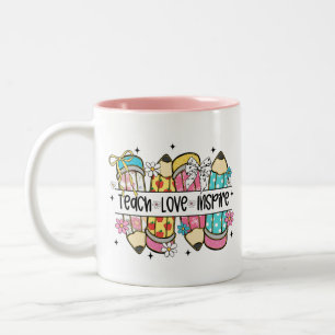 Lehre Liebe Inspirieren Lehrer Zweifarbige Tasse