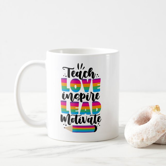 Lehre Liebe Inspirierte Leitmotivation Kaffeetasse (Mit Donut)