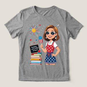 Lehre mit Freiheit und Geschmack - 4. Juli Lehrer Tri-Blend Shirt