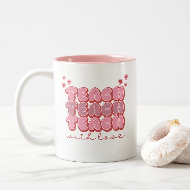 Lehre mit Liebe Zweifarbige Tasse (Mit Donut)