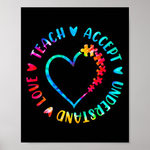 Lehren Akzeptieren Verstehen Liebe Autismus Lehrer Poster