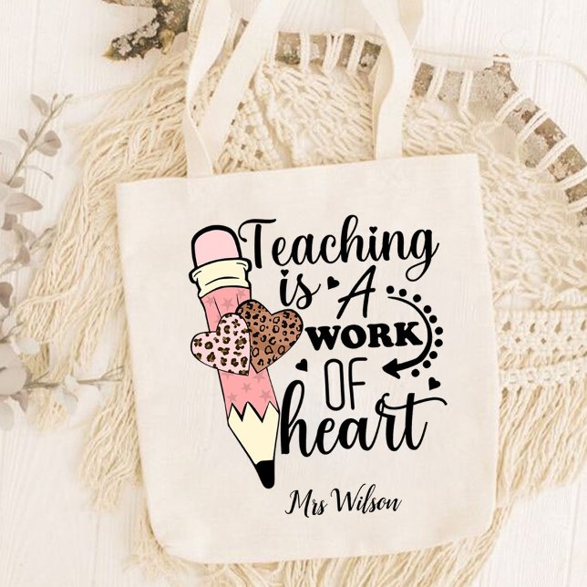 Lehren ist ein Werk der Anerkennung von Herzlehrer Tragetasche (teaching is a work of heart tote bag, teacher gift, teacher)
