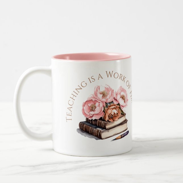 Lehren ist ein Werk des Herzens, Geschenk der Lehr Zweifarbige Tasse (Links)