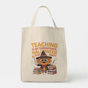 Lehren ist meine Superkraft Halloween-Tasche Tragetasche