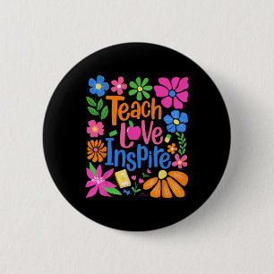 Lehren Liebe Inspirieren Boho Floral Retro Zurück  Button