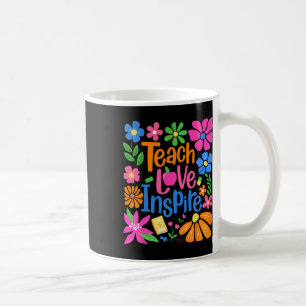 Lehren Liebe Inspirieren Boho Floral Retro Zurück Kaffeetasse