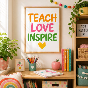 Lehren Liebe Inspirieren Farbige Inspirierende Leh Poster