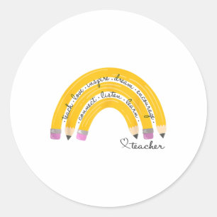 Lehren Liebe Inspirieren Regenbogen Bleistift Lehr Runder Aufkleber