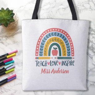 Lehren Liebe Inspirieren Regenbogen Lehrer Anerken Tasche