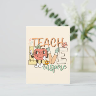 Lehren Liebe Inspirieren – Süße Schulmaterialien Postkarte
