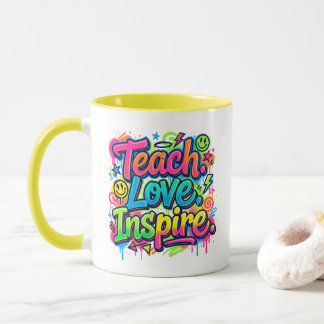 Lehren. Lieben. Inspirieren. Graffiti Style Becher Tasse