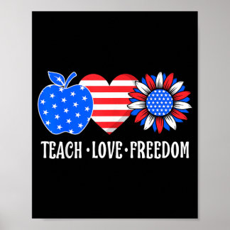 Lehren Sie Liebe Freiheit USA-Flagge Patriotischer Poster