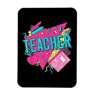 Lehrer 90er Retro Farbiger Lehrer Zurück zur Schul Magnet
