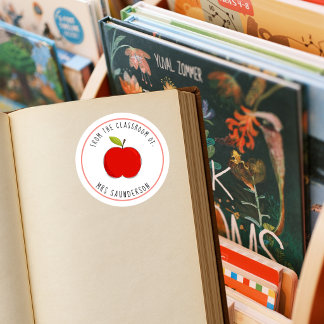Lehrer-Apfel-Exlibris-Aufkleber | Dieses Buch gehö Runder Aufkleber
