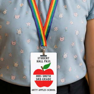 Lehrer-Apfel-Hall-Pass oder Bad-Pass Ausweis