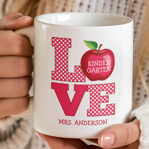 Lehrer Apfel Liebe Personalisierter Name und Klass Kaffeetasse