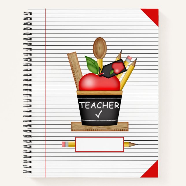 Lehrer Apple Cupcake Großes Notebook Notizbuch (Vorderseite)
